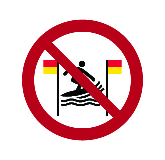 Interdiction de surfer entre les drapeaux rouge et jaune