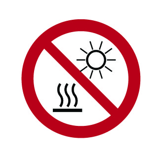 Interdiction de exposer à la lumière directe du soleil ou à une surface chaude