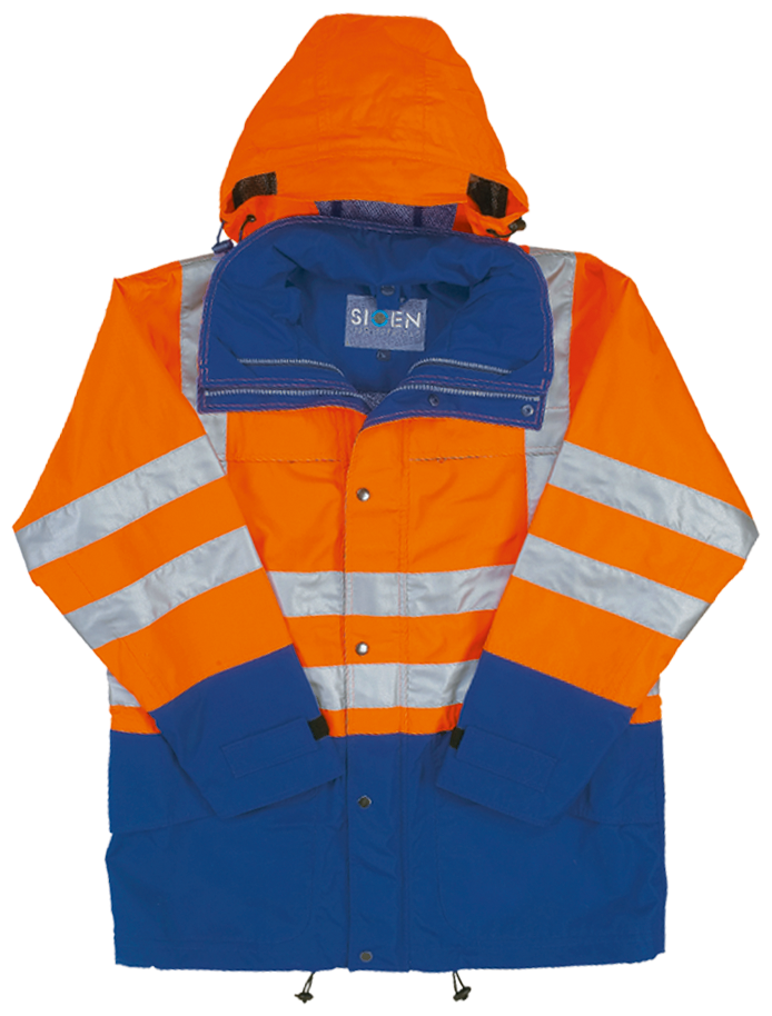 Veste de sécurité longue orange vif/bleue BRIGHTON