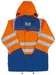 [PSA _EPI_VÊT_10_0051] Veste de sécurité longue orange vif/bleue BRIGHTON