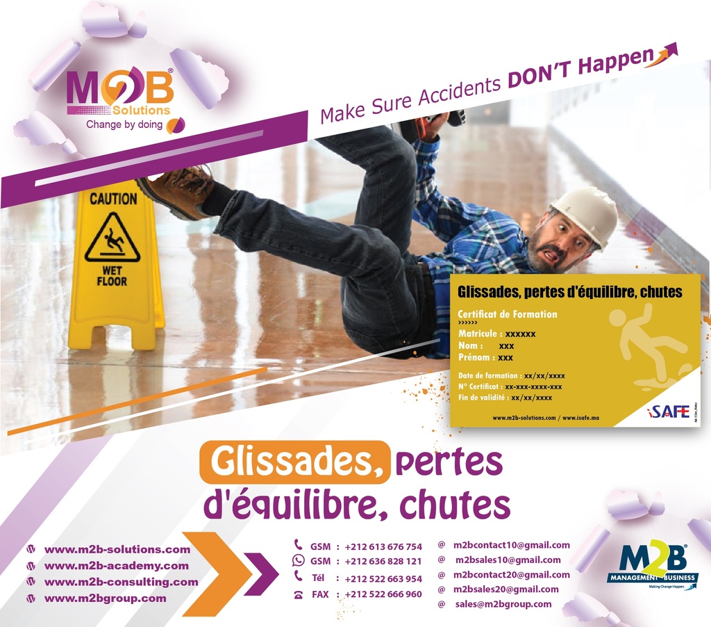 Glissades, pertes d'équilibre, chutes